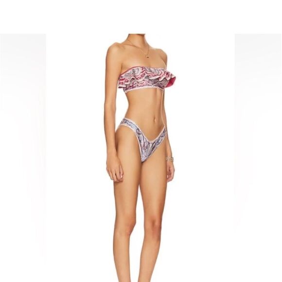 NWT ZIMMERMANN Vitali paisley-print ruffled bandeau bikini, size 4/XL - Picture 12 of 14